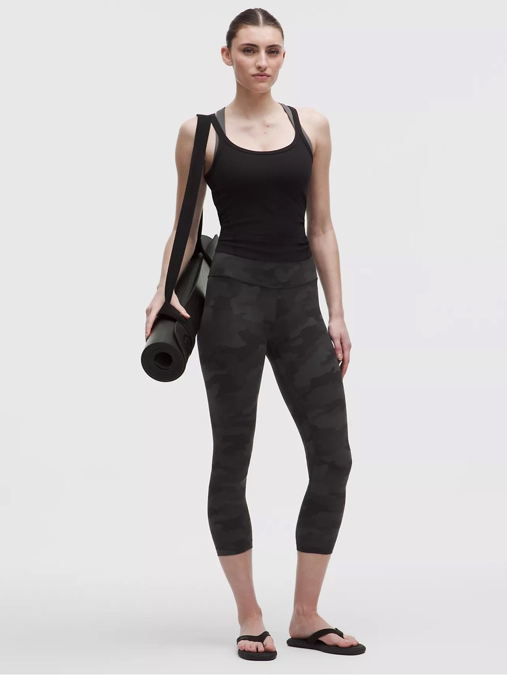 Lululemon Heritage Camo Leggings Size 0 XXS Black Gray Yoga Cropped